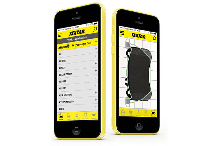 Мобильный сервис Textar для быстрого поиска деталей тормозных систем