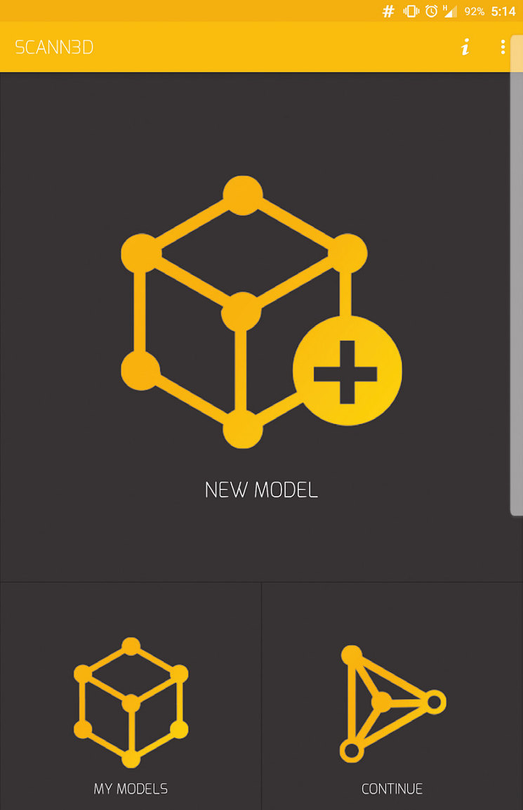 У приложения Scann3D простой и понятный интерфей