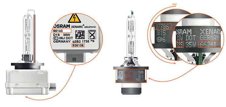 Фото 2. Уникальный код на цоколе ксеноновой лампы
